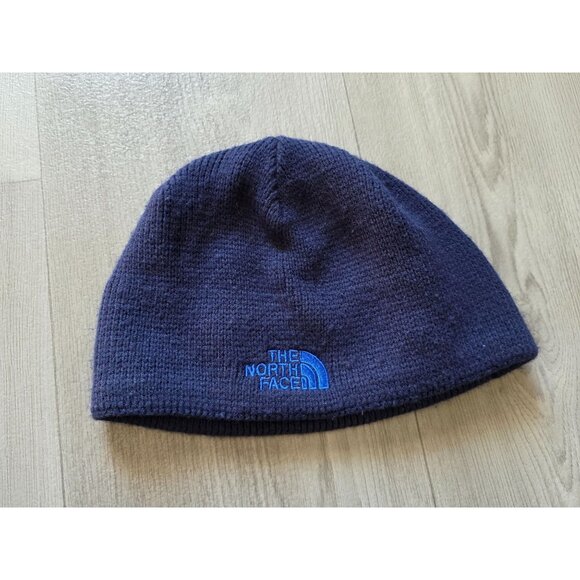 The North Face Youth Beanie Hat Navy Blue Wool Blend M/L - Picture 1 of 3